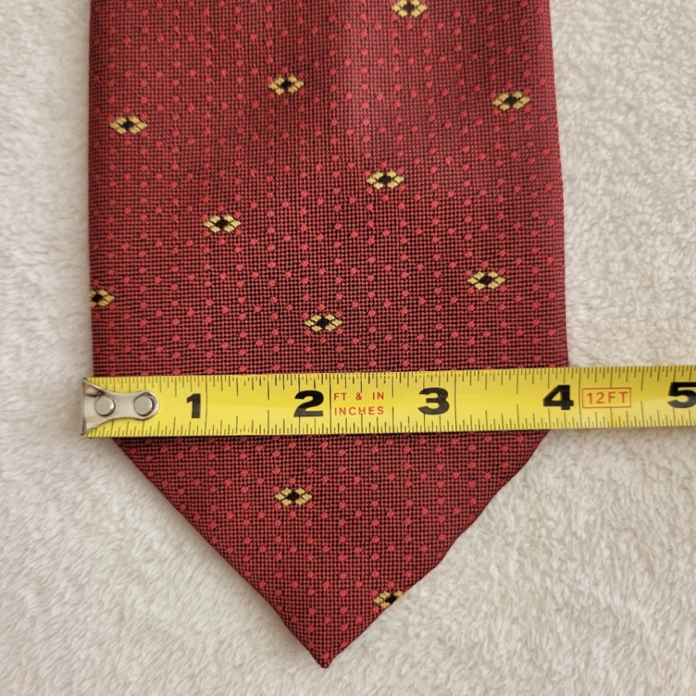 Made in Italy Jacquard Polyester Tie EUC Brick Red & Gold - Picture 4 of 9
